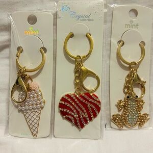 Pick one Gold Keychain/Bag charm -Heart, Ice Cream, or Frog Charm